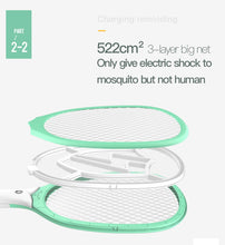 Load image into Gallery viewer, USB 1200mAh Rechargeable Electric fly killer Racket Swatter Zapper
