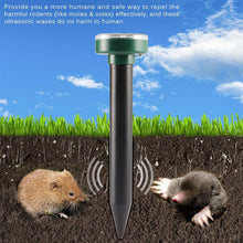 Load image into Gallery viewer, 4 Pack Solar Powered Pest Reject Ultrasonic Sonic Mouse Mole Insect Pest Rodent Repellent LED Light
